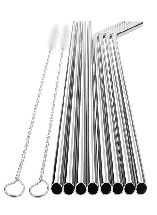 YAJNAS Stainless Steel Reusable SS 304 Food Grade Beverage Drinking Straws with Straw Cleaning Brush BPA Free Metal for Smoothies, Tumblers, Travel & More (4 Straight, 4 Bent, 2 Cleaning Brushes) - Image 2