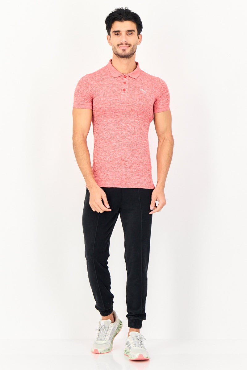 PUMA قميص بولو قصير الأكمام للرجال، مناسب للرياضة، خارجي، لون أحمر مائل إلى الرمادي - Image 4