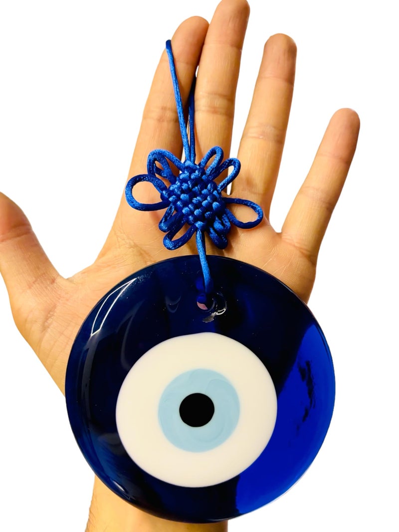 WARMINGO DE Glass Warmingo Big Size Evil Eye Hanging For Home | Bad Energy Protector | Evil Eye For Main Door | Nazar Battu For Home Entrance | Evil Eye Wall Hanging, 24 Cm, Blue - Image 1