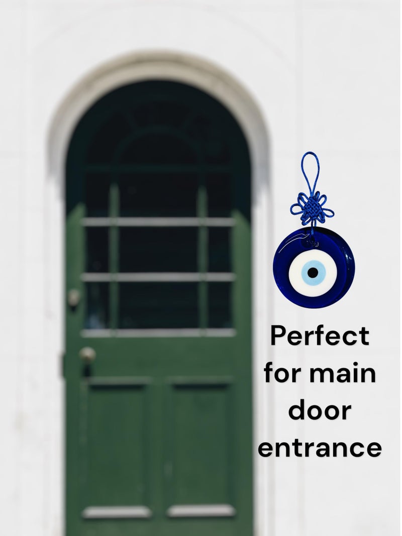 WARMINGO DE Glass Warmingo Big Size Evil Eye Hanging For Home | Bad Energy Protector | Evil Eye For Main Door | Nazar Battu For Home Entrance | Evil Eye Wall Hanging, 24 Cm, Blue - Image 3