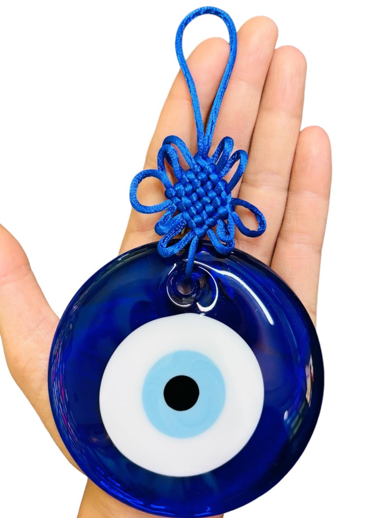WARMINGO DE Glass Warmingo Big Size Evil Eye Hanging For Home | Bad Energy Protector | Evil Eye For Main Door | Nazar Battu For Home Entrance | Evil Eye Wall Hanging, 24 Cm, Blue - Image 2