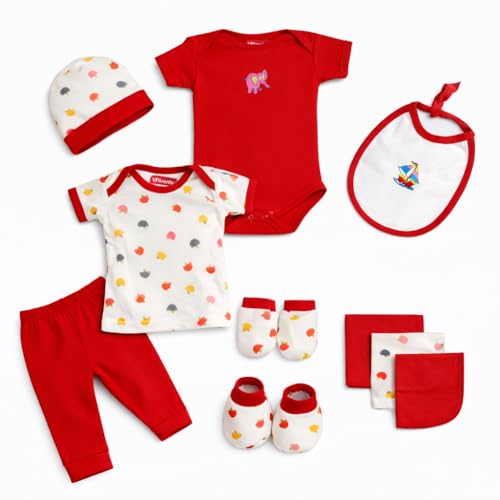 VParents Honey Punch New Born Baby Gift Set (Red, Pack of 10) - Image 1