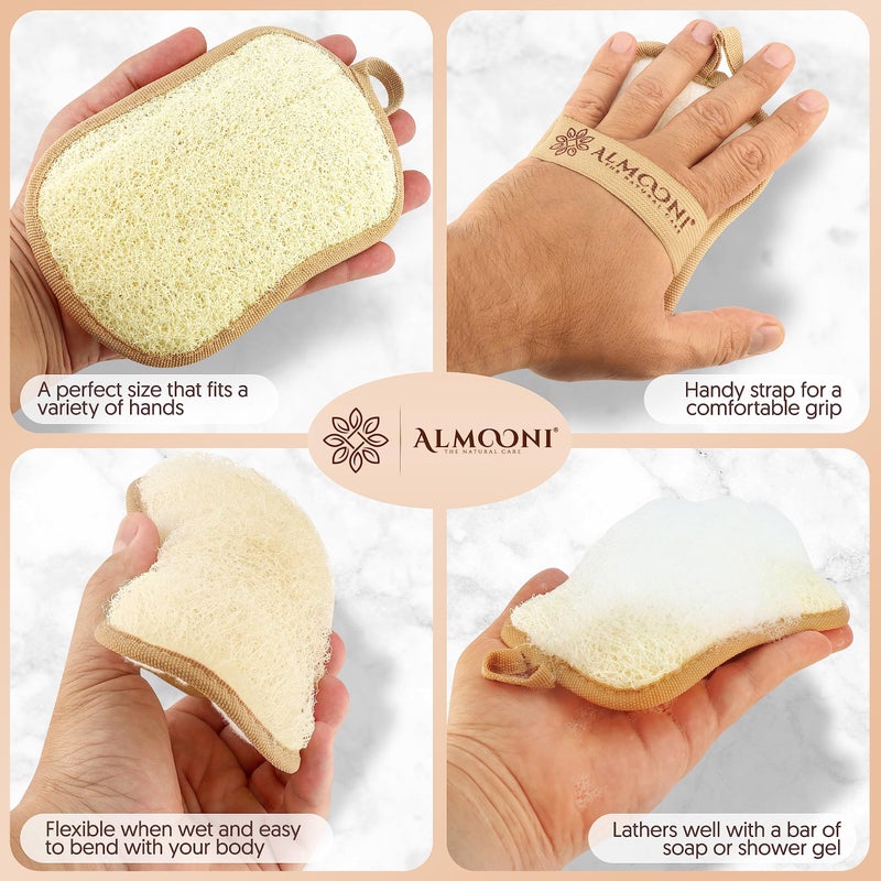 Almooni Premium Exfoliating Loofah Pad Body Scrubber, Made with Natural Egyptian Shower loofa Sponge- Bow Tie Shaped Loofah - 2 Count(1 Pack) - Image 4