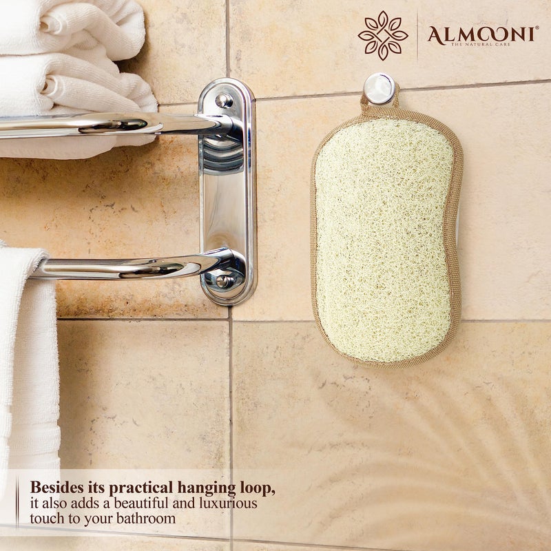 Almooni Premium Exfoliating Loofah Pad Body Scrubber, Made with Natural Egyptian Shower loofa Sponge- Bow Tie Shaped Loofah - 2 Count(1 Pack) - Image 5