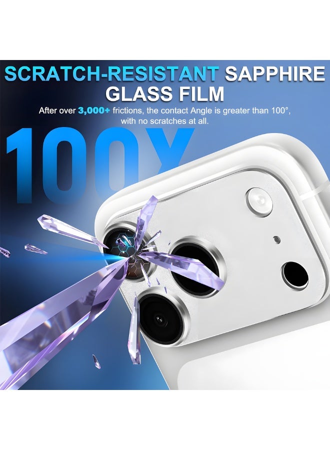 Camera Lens Protector for iPhone 17 Pro Max, Sapphire Glass, 9H Scratch Resistant, HD Clear Camera Protection, Anti Fingerprint, Full Coverage, Easy Install - Titanium - Image 3