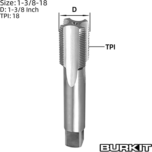 Burkit 1-3/8"-18 UNEF Thread Tap Right Hand, HSS 1-3/8 x 18 UNEF Straight Fluted Machine Tap - Image 2
