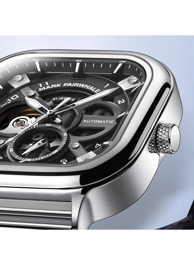 Mark Fairwhale Automatic Mechanical Watch For Men, Students, Sports, Skeleton Design, Top Ten Famous Watches, Chinese Brand, Birthday Gift For Boyfriend, 6014 - Image 2