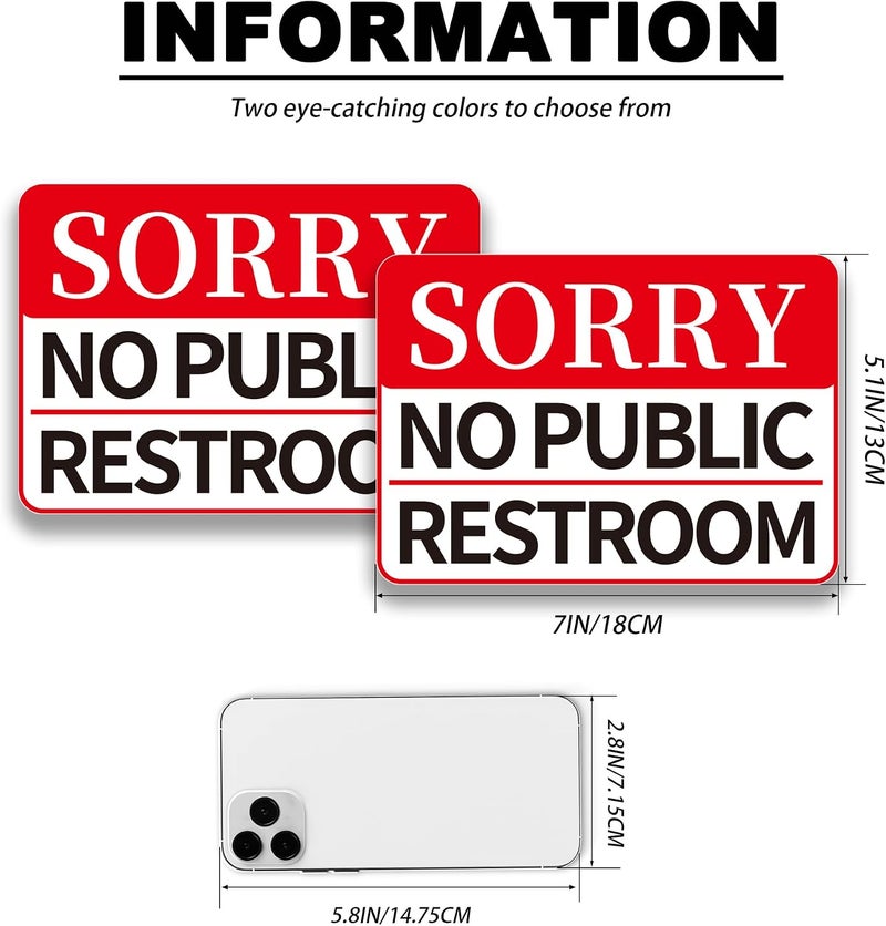 LONGMUU 2 PCS No Public Restroom Signs for Business, Self Adhesive Vinyl No Public Restroom Sticker Waterproof and UV Resistant Sorry No Public Bathroom Signs for Door or Window - Image 2