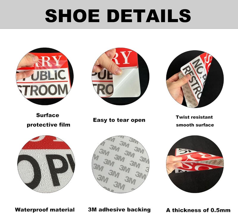 LONGMUU 2 PCS No Public Restroom Signs for Business, Self Adhesive Vinyl No Public Restroom Sticker Waterproof and UV Resistant Sorry No Public Bathroom Signs for Door or Window - Image 4