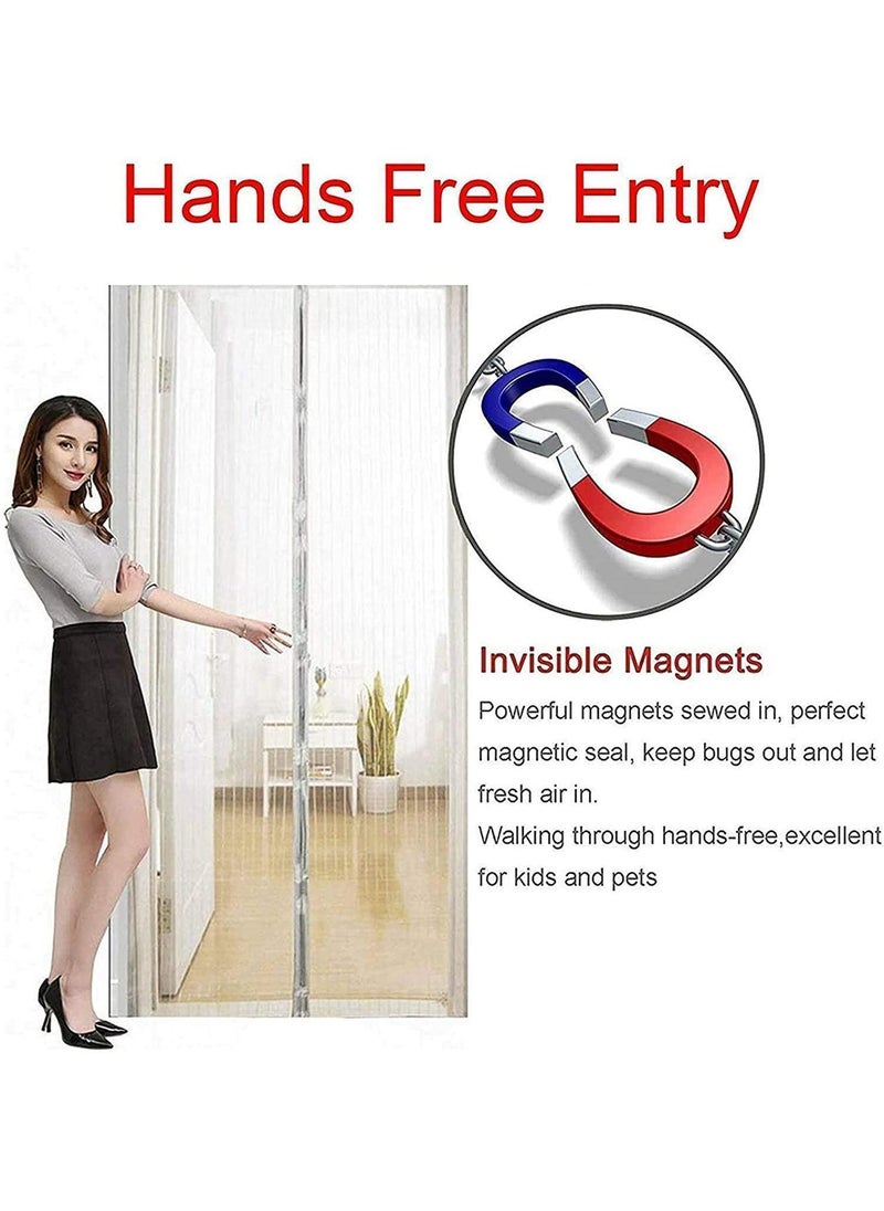 Sweet seven Magnetic Fly Screens for Doors Heavy Duty Bugs Door Screen Anti Mosquito Mesh Fly Curtain with Powerful Magnets & Full Frame Magic Tape Keep Bugs Out & Lets Fresh Air in White (100x210 cm)  - Image 3