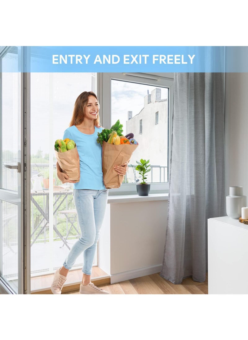 Sweet seven Magnetic Fly Screens for Doors Heavy Duty Bugs Door Screen Anti Mosquito Mesh Fly Curtain with Powerful Magnets & Full Frame Magic Tape Keep Bugs Out & Lets Fresh Air in White (100x210 cm)  - Image 5