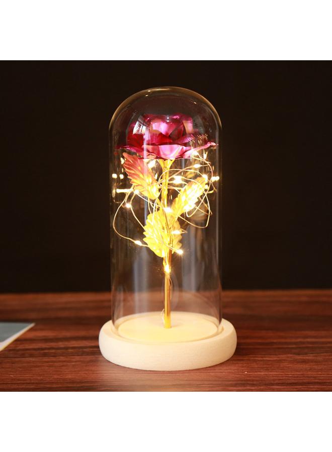 Bluejw Eternal Flower Glass Cover Simulation Rose Flower Ornaments Night Light Creative Christmas Valentine's Day Tanabata Festival Creative Gift - Image 1
