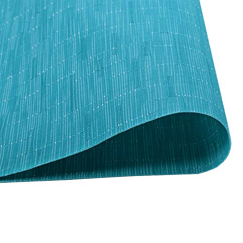 SHACOS Woven Vinyl Placemats Set of 4 Wipe Clean PVC Heat Resistant Place Mats Durable Waterproof Stain Resistant Indoor Outdoor Table Mats (4, Teal Blue) - Image 4