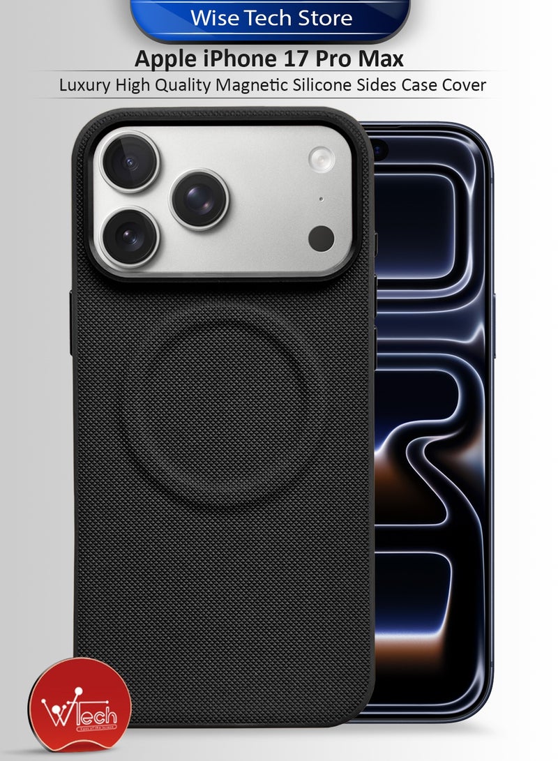 Wtech Apple iPhone 17 Pro Max 5G 2025 Luxury High Quality Magnetic Silicone Sides Case Cover (MCRPSN) - Black - Image 1