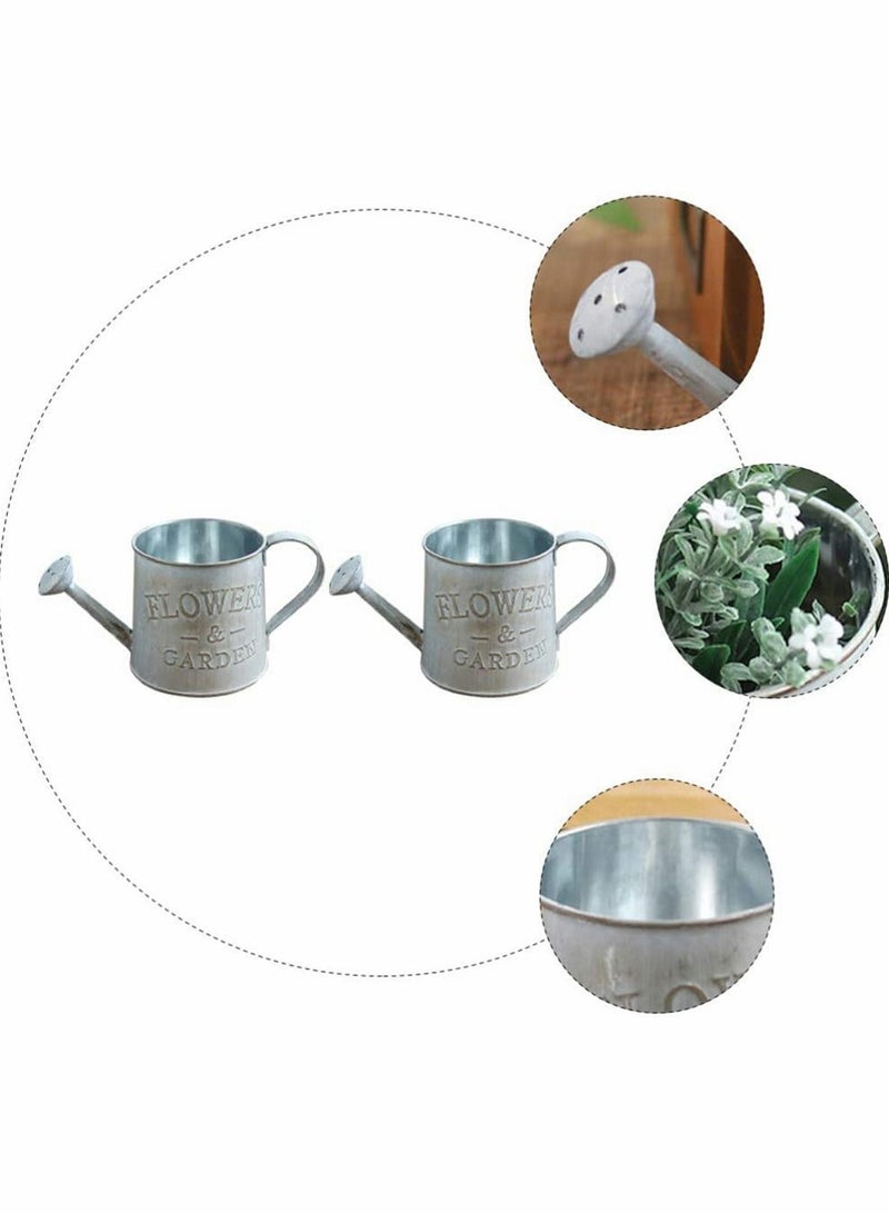 Excefore 2 قطع إبريق حديدي عتيق سقاية زخرفي حديد مطروق مزهر سلة زهور في الحديقة الخارجية والداخلية لمنزل النباتات وزينة المنزل - Image 5