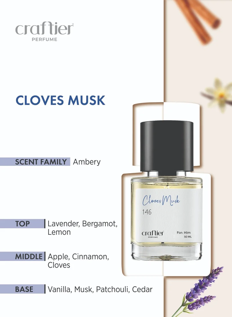 Craftier Perfume  CLOVES MUSK - Inspired of-OPULENT SHAIK CLASSIC NO 77, Eau De Parfum for Men - 50ml, Long Lasting Ambery Fragrance Upto 36 Hrs, Travel Size Men's Perfume for Men | Best Price UAE