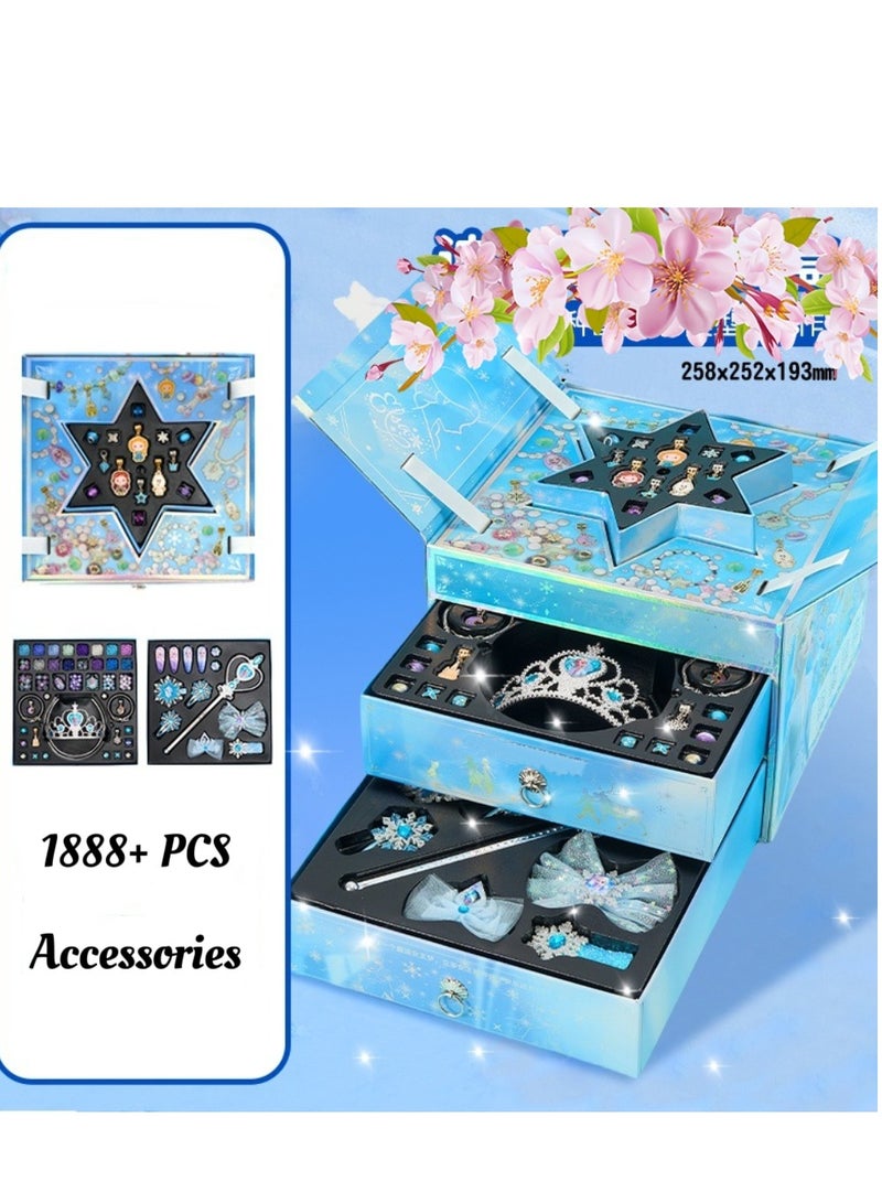 Making Jewelry Kit with 1888pcs + Beads with Jewelry Box, DIY Craft Jewelry Gift - Image 1