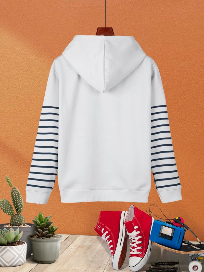 HELLCAT Trendy Printed Cotton Blend Hoodie Sweatshirt for Boys_White2_15-16 Years - Image 4