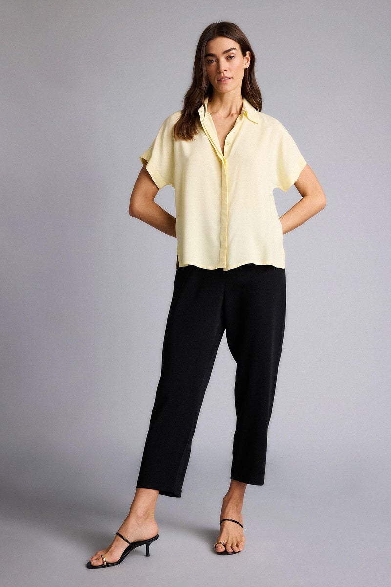 DeFacto Yellow Woman Regular Fit Shirt Collar Short Sleeve Shirt Casual - Image 2