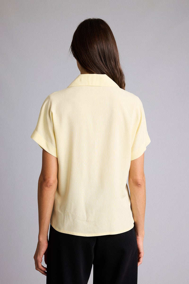 DeFacto Yellow Woman Regular Fit Shirt Collar Short Sleeve Shirt Casual - Image 5