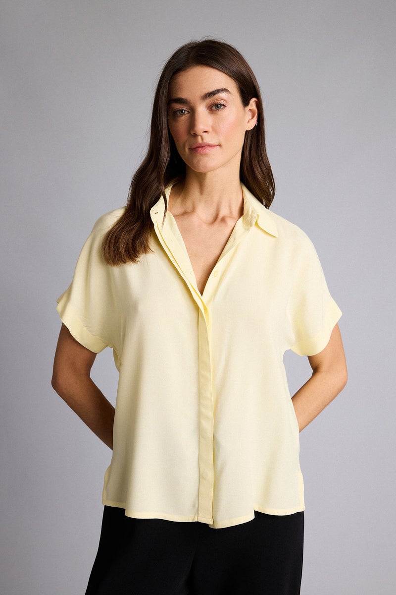 DeFacto Yellow Woman Regular Fit Shirt Collar Short Sleeve Shirt Casual - Image 3