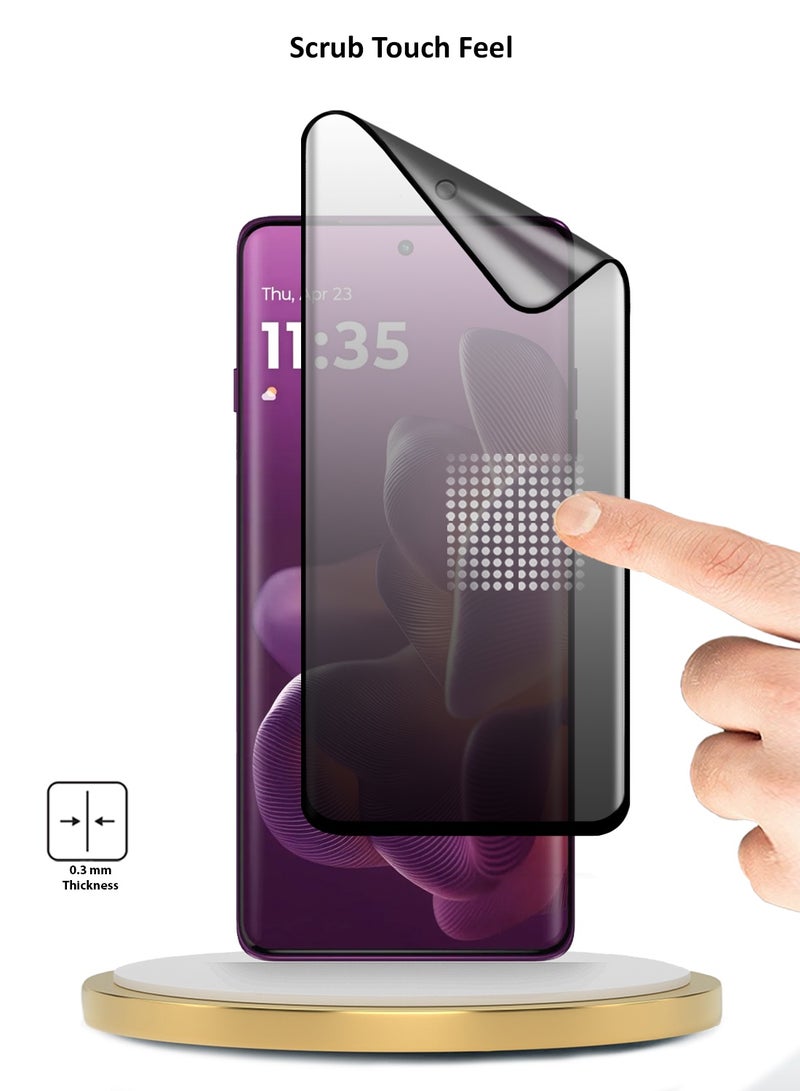 Wtech Motorola Edge 60 Pro 5G 2025 Premium Edge-Pro Matte Ceramic Privacy Full Glue Full Cover Matte Flexible Screen Protector (MSGPCP) - Clear/Black - Image 4