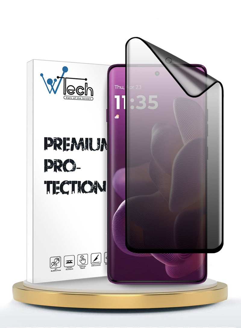 Wtech Motorola Edge 60 Pro 5G 2025 Premium Edge-Pro Matte Ceramic Privacy Full Glue Full Cover Matte Flexible Screen Protector (MSGPCP) - Clear/Black - Image 1