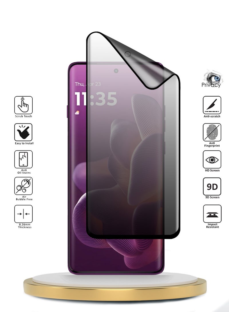 Wtech Motorola Edge 60 Pro 5G 2025 Premium Edge-Pro Matte Ceramic Privacy Full Glue Full Cover Matte Flexible Screen Protector (MSGPCP) - Clear/Black - Image 2