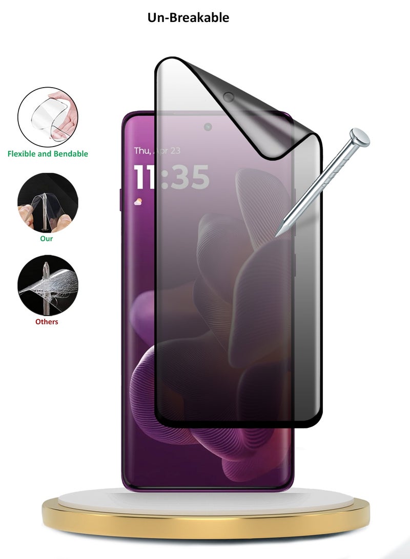 Wtech Motorola Edge 60 Pro 5G 2025 Premium Edge-Pro Matte Ceramic Privacy Full Glue Full Cover Matte Flexible Screen Protector (MSGPCP) - Clear/Black - Image 3