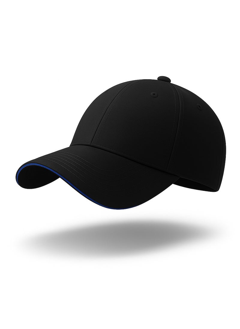 NENOUSH - Nenoush Plain Sandwich Baseball Cotton Classic And Adjustable Buckle Closure Cap For Unisex Black Blue Sandwich - Image 1