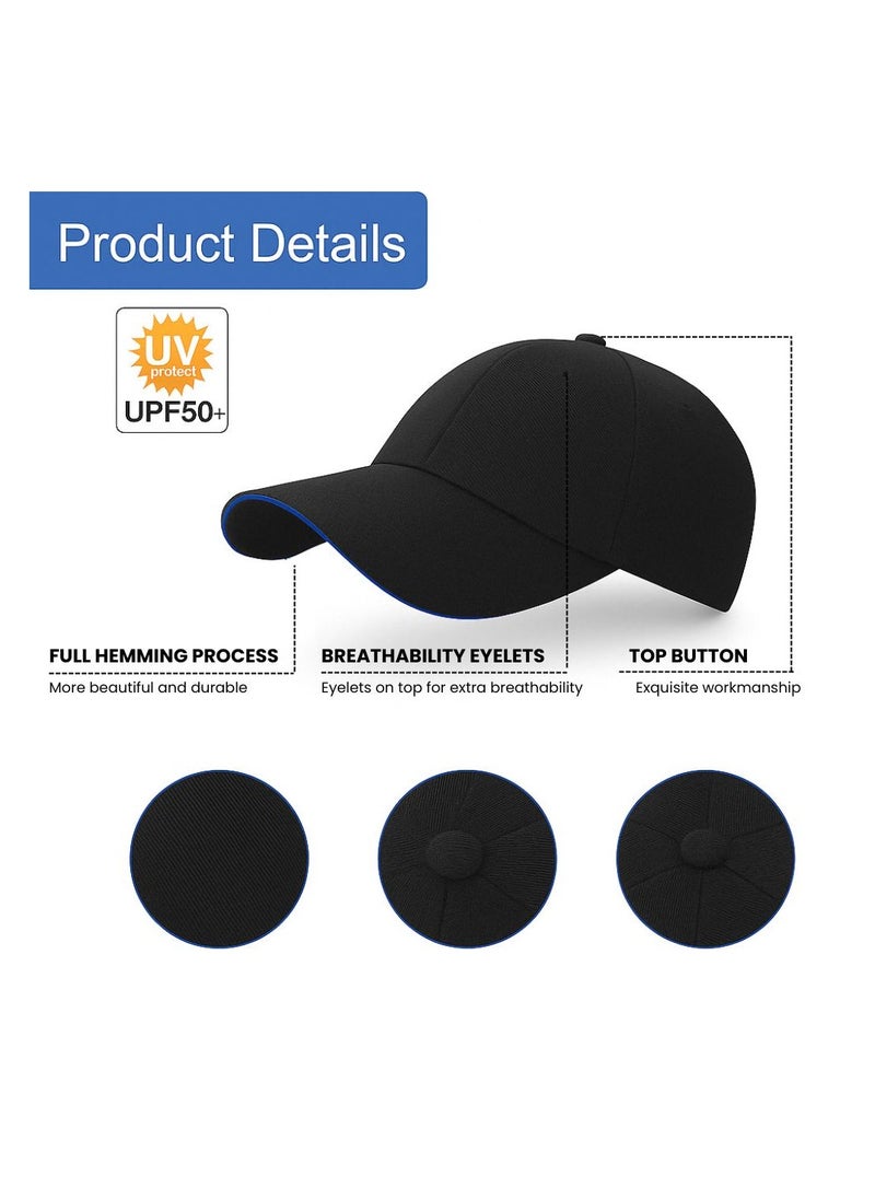 NENOUSH - Nenoush Plain Sandwich Baseball Cotton Classic And Adjustable Buckle Closure Cap For Unisex Black Blue Sandwich - Image 1