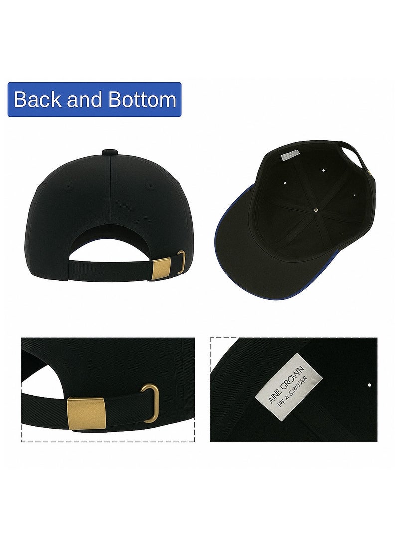 NENOUSH - Nenoush Plain Sandwich Baseball Cotton Classic And Adjustable Buckle Closure Cap For Unisex Black Blue Sandwich - Image 1