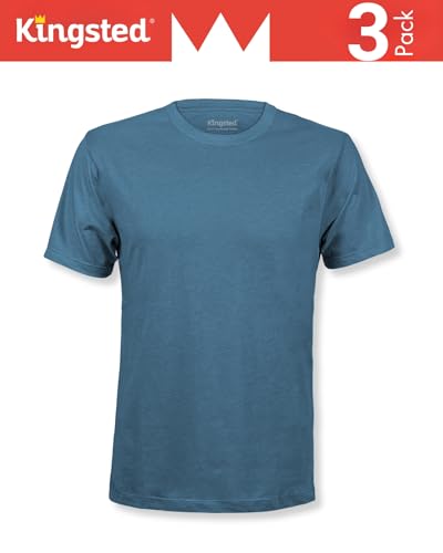 Kingsted Men's T-Shirts - Royally Comfortable - Super Soft Cotton Blend - Short Sleeve Tagless Crewneck - Plain Colored Classic Tees (3 Pack, Royal, Large) - Image 2