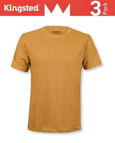 Kingsted Men's T-Shirts - Royally Comfortable - Super Soft Cotton Blend - Short Sleeve Tagless Crewneck - Plain Colored Classic Tees (3 Pack, Royal, Large) - Image 3