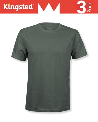 Kingsted Men's T-Shirts - Royally Comfortable - Super Soft Cotton Blend - Short Sleeve Tagless Crewneck - Plain Colored Classic Tees (3 Pack, Royal, Large) - Image 4