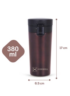 HYDROBREW Double Wall Insulated Tumbler Water Bottle - Black, 380Ml  - Image 4