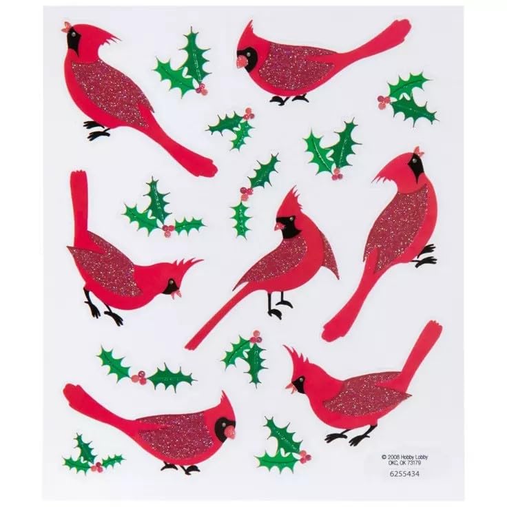 2 Sheets Christmas Cardinals Stickers