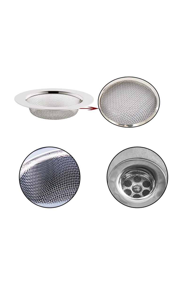 سدادة مصفاة حوض المطبخ من الفولاذ المقاوم للصدأ، مصفاة حوض الاستحمام، غطاء مصفاة الحمام لالتقاط الشعر 2 قطعة - Image 4