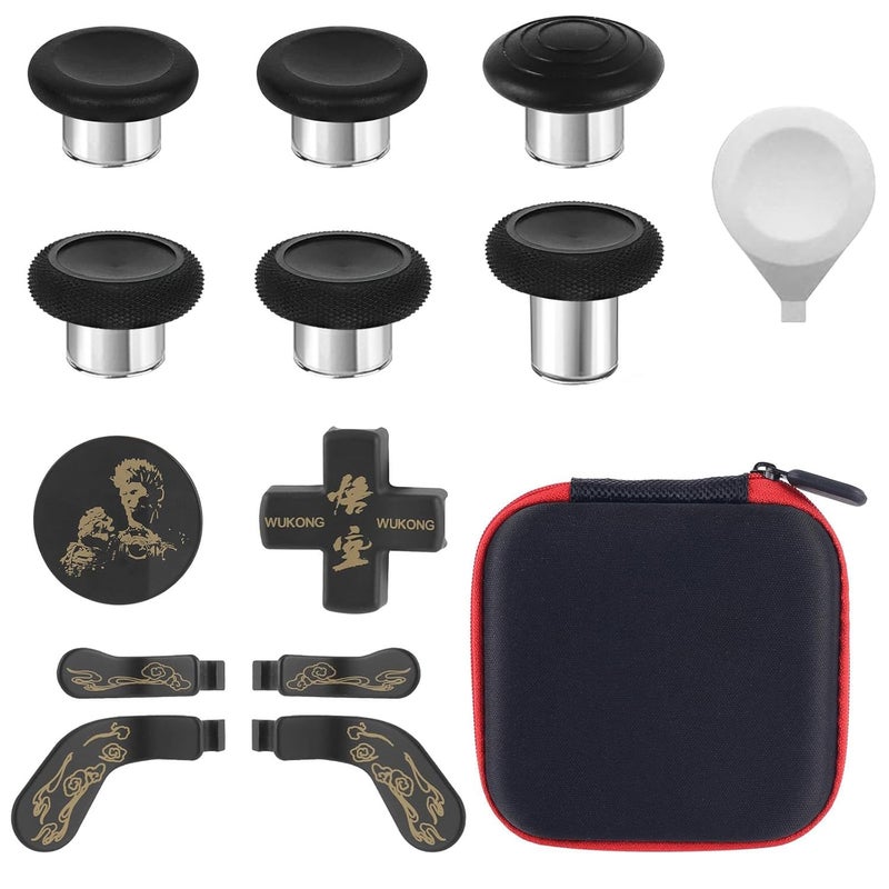 BSUZUN Accessories for Xbox Elite Controller Series 2 Core 13 in 1 Replacement Component Set Includes 4 Paddles 6 Metal Thumbsticks 2 DPad and 1 Adjustment Tool WukongMythic Gold - Image 2