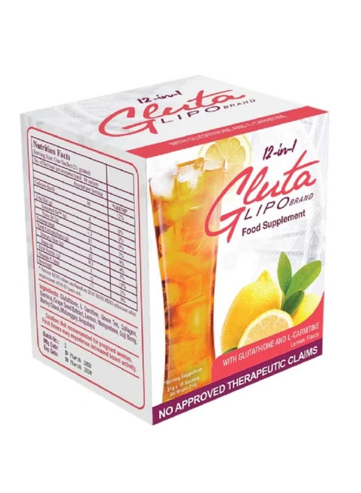 Glutalipo  12-in-1 Whitening & Slimming Juice - 21g x 10 Sachets - Image 1