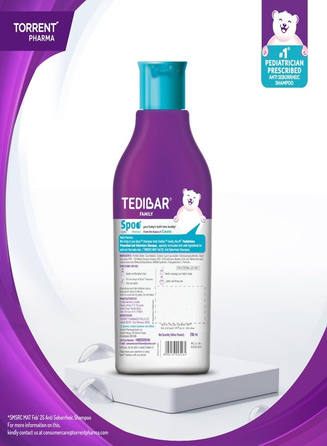 Spoo No-Tear Formula baby shampoo 200ml from Tedibar Family | Gentle on Scalp | No. No. 1 Pediatrician Prescribed Anti Seborrheic Shampoo* - By Torrent Pharma - Image 3