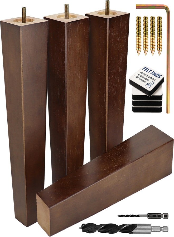 Airy Abode Set of 4 Walnut Brown Square Furniture Legs Choose Your Size & Colour - Image 1