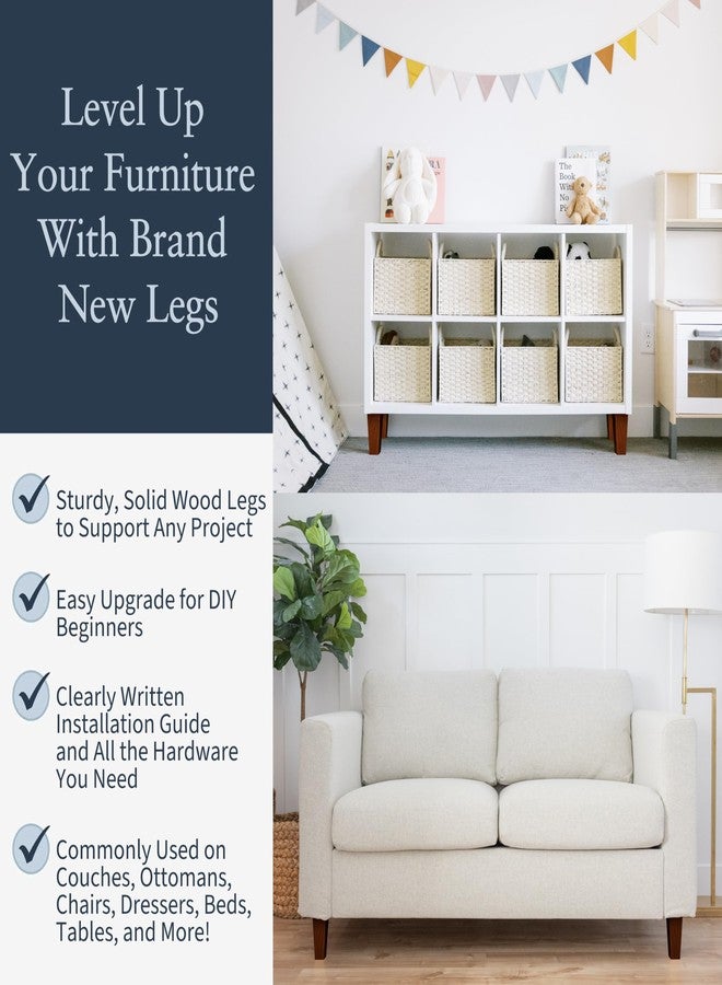 Airy Abode Set of 4 Walnut Brown Square Furniture Legs Choose Your Size & Colour - Image 2