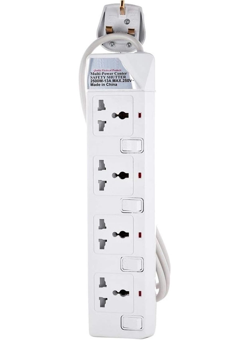 Extension Cord with 4-Outlet - 3 Meter Multi Plug Extension Cable for Maximum Reach and Versatility - Power Strip with Universal Plug adapter and Heavy duty power Cord with 13A plug. - Image 1