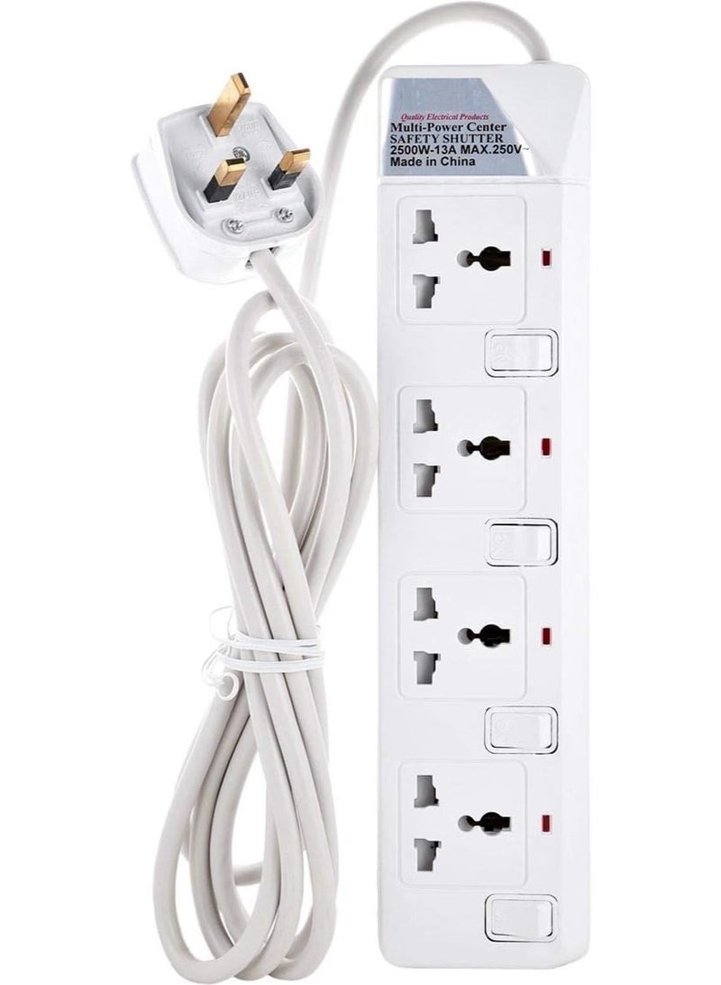Extension Cord with 4-Outlet - 3 Meter Multi Plug Extension Cable for Maximum Reach and Versatility - Power Strip with Universal Plug adapter and Heavy duty power Cord with 13A plug. - Image 2