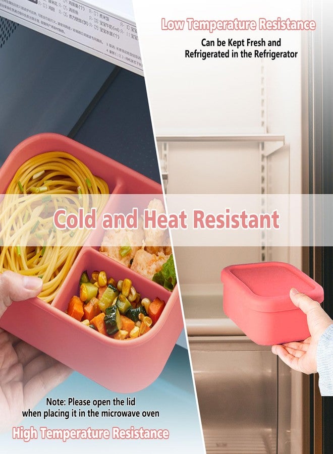 Realand Leak-proof Silicone Bento Lunch Box, Silicone Lunch Container with 3 Individually Sealed Compartments, Snack Bento Box, Microwave & Dishwasher Safe, Pink - Image 5