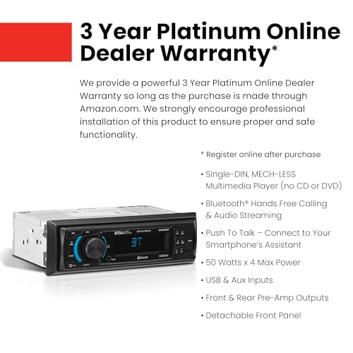 BOSS AUDIO SYSTEMS نظام الصوت BOSS 625UAB ستيريو سيارة أحادي الدين مع بلوتوث - بدون مشغل CD/DVD، جهاز استقبال راديو AM/FM، مدخل Aux، USB - Image 4