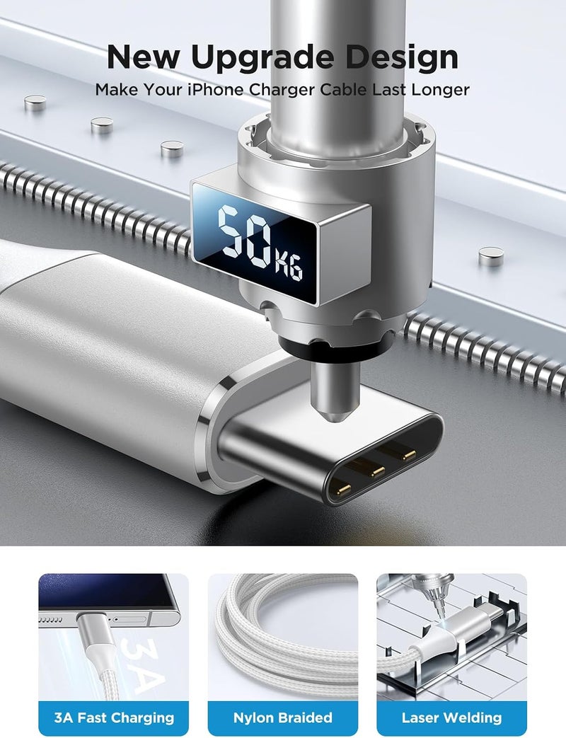 Aioneus Type C Cable 2M USB C Cable Nylon Braided USB C Cord Fast Charging USB to Type C for iPhone 17 16 15 Pro Max Air, Galaxy S25 S24, iPad, MacBook Pro, Switch, Huawei, PS5, etc - Image 4