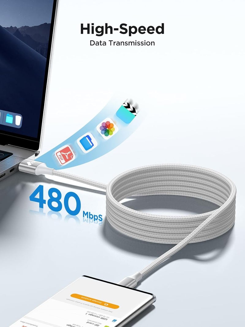 Aioneus Type C Cable 2M USB C Cable Nylon Braided USB C Cord Fast Charging USB to Type C for iPhone 17 16 15 Pro Max Air, Galaxy S25 S24, iPad, MacBook Pro, Switch, Huawei, PS5, etc - Image 3