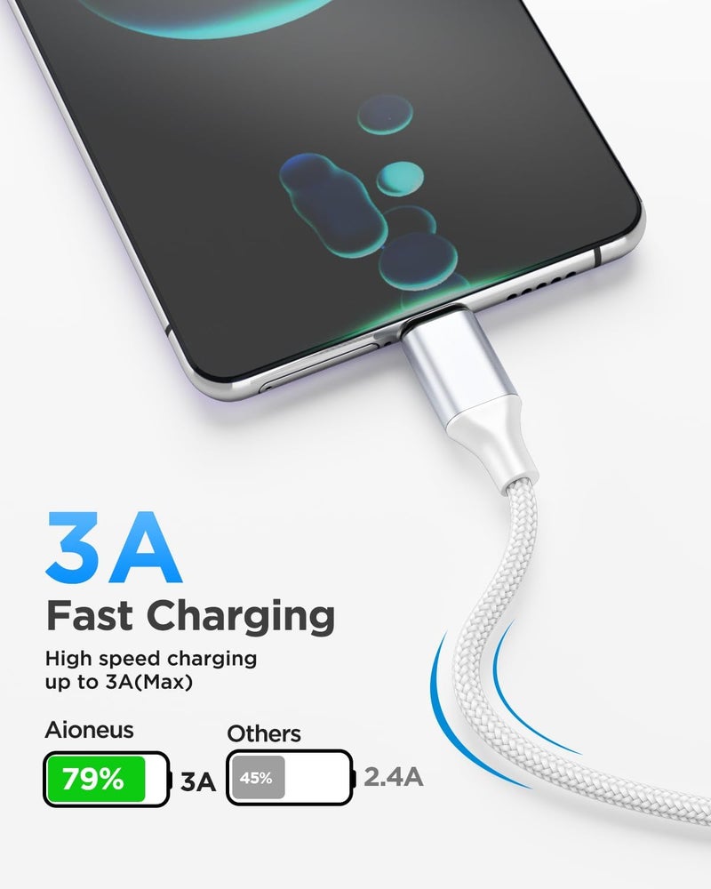 Aioneus Type C Cable 2M USB C Cable Nylon Braided USB C Cord Fast Charging USB to Type C for iPhone 17 16 15 Pro Max Air, Galaxy S25 S24, iPad, MacBook Pro, Switch, Huawei, PS5, etc - Image 5